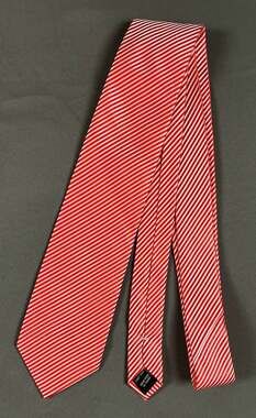 Fabio Fazio 100% Silk Red and White Striped Necktie Hand Made